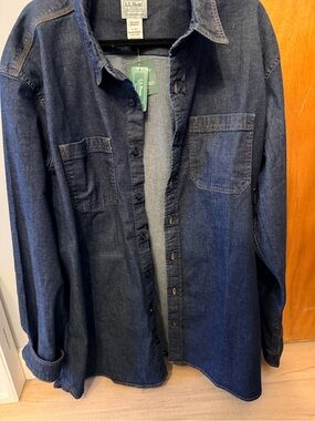 L.L.Bean Navy Blue Denim Indigo Shirt NEW With Tags